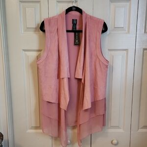 Inc Pink Sleeveless Layered Vest Faux Suede